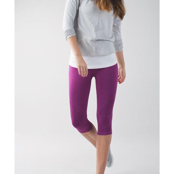 Lululemon In The Flow Crop Heathered Regal Plum Purple 6 - Picture 10 of 10